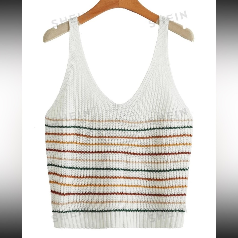 NWOT Striped Cropped Knit Top